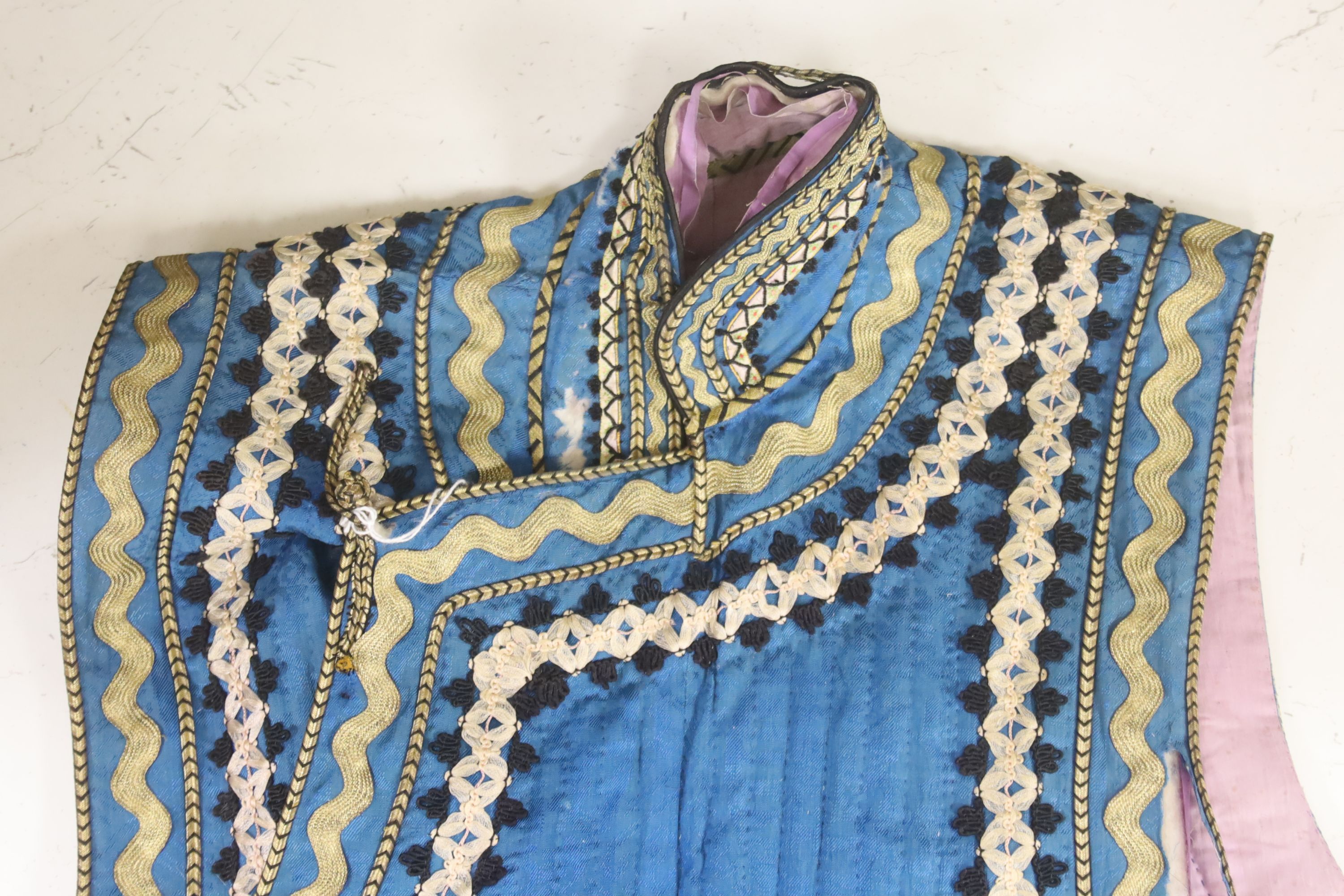 An early 20th century Chinese blue silk waistcoat